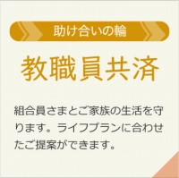 「教職員共済」組合員さまとご家族の生活を守ります。ライフプランに合わせたご提案ができます。